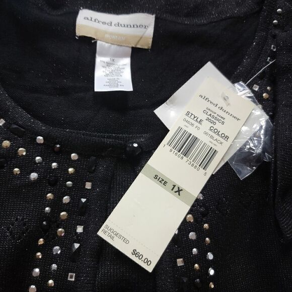Alfred Dunner Black Layered Sweater Size Medium NWT - Picture 4 of 9